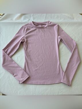 Classic Long-Sleeve Crew Neck Top - Lavender pink